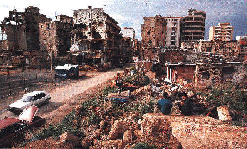 Beirut street after civil war